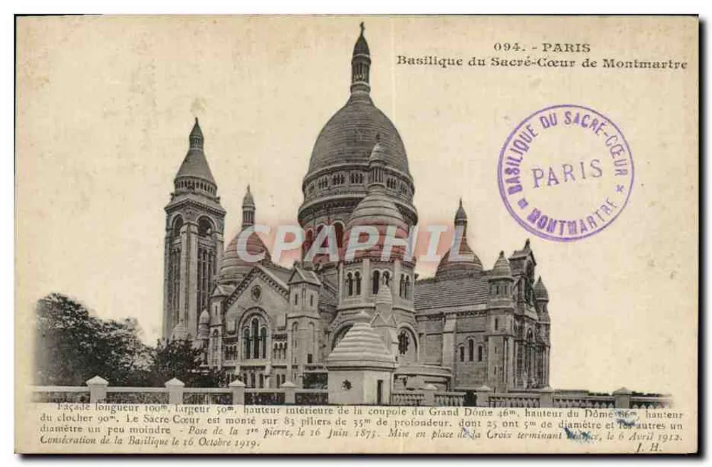 Basilika des Heiligen Herzens von Montmartre — Paris — Verlag J.H. n° 094 - Vorderseite