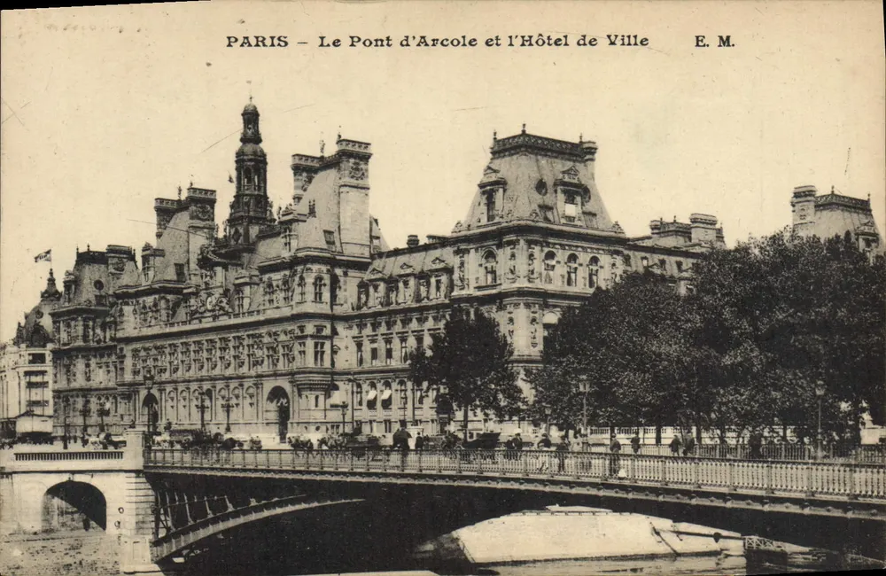 PARIS — Der Pont d'Arcole und das Rathaus — E.M. - Vorderseite