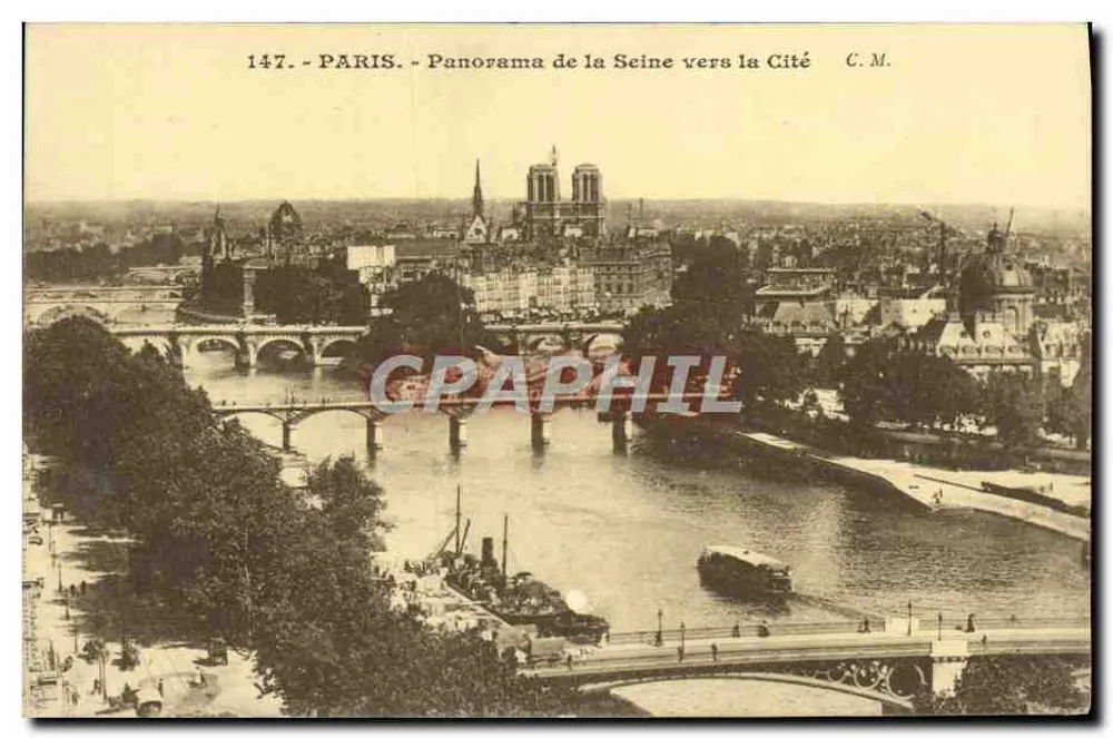 Paris - Panorama da Sena em direção à Cidade — C.M. n°147 - Frente