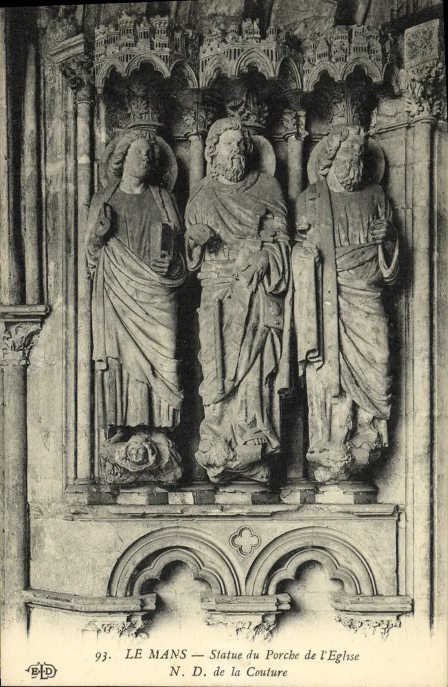 Le Mans — Statue des Portal der Kirche Notre-Dame de la Couture — Verlag B.P.D. Nr. 93 - Vorderseite