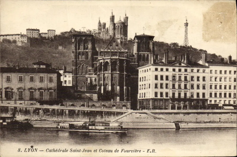 LYON — Kathedrale Saint-Jean und Fourvière-Hügel — E.R. - Vorderseite