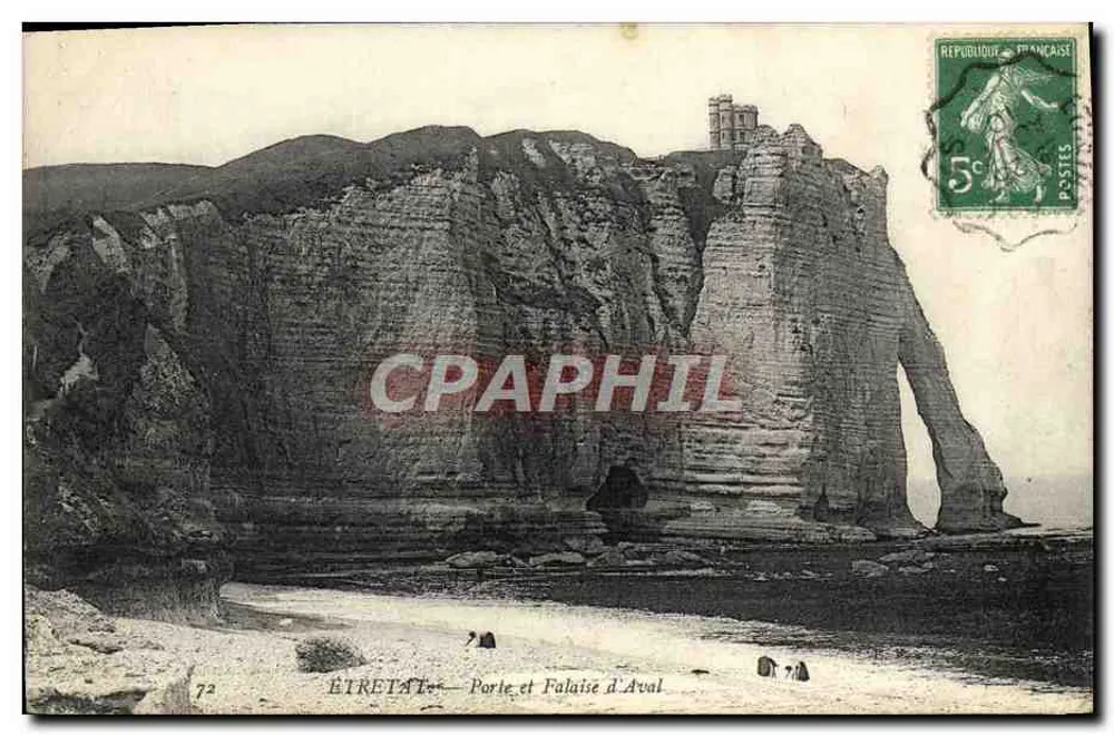 ÉTRETAT — Puerta y Acantilado de Aval — Editor desconocido, n°72 - Anverso
