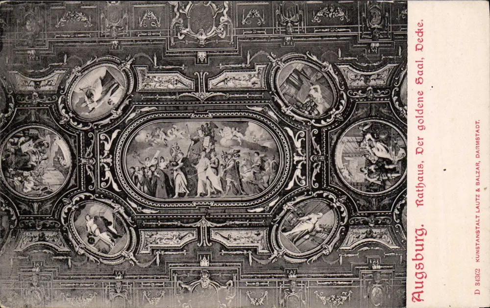 Augsburg, Rathaus — Der vergoldete Saalboden — Verlag Lautz & Balzar, Nr. D 84832 - Vorderseite