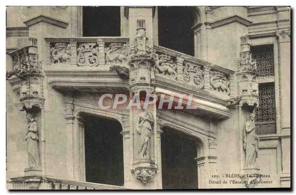 Blois — Das Schloss, Detail der Ehrenstiege — Neue Ansichten von Blois, Verlag - Vorderseite