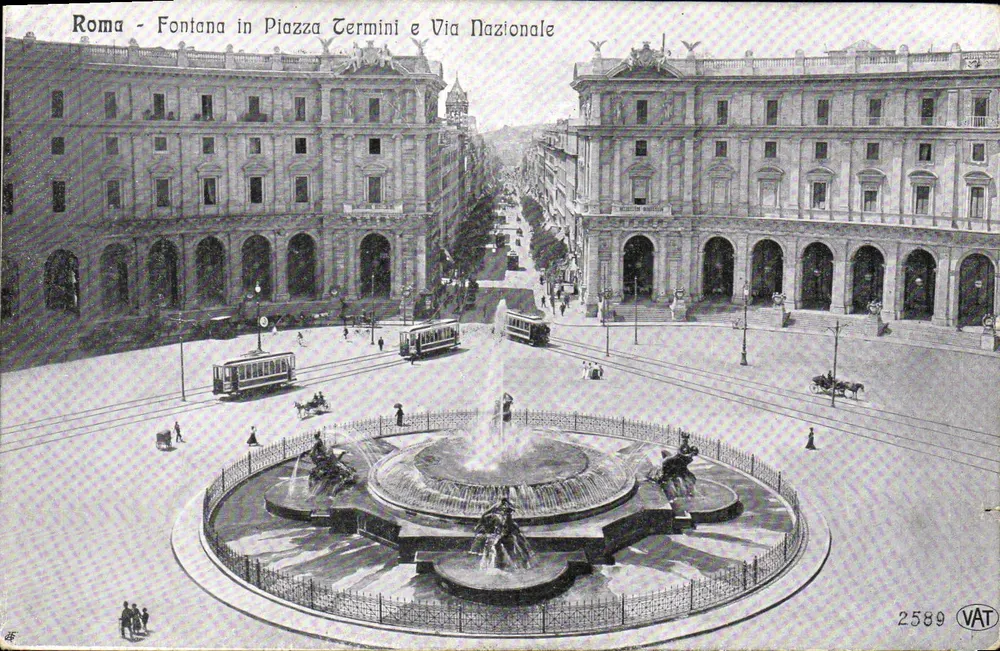Rom - Fontäne in der Piazza Termini und Via Nazionale — Verlag AF, Seriennummer 2589 - Vorderseite