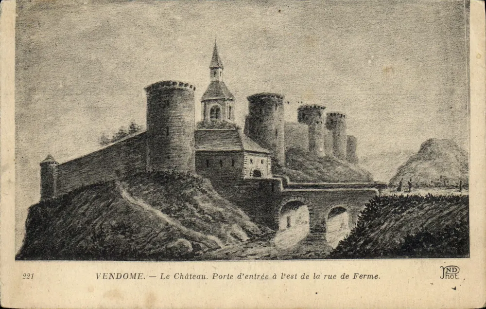 Vendôme — Das Schloss. Eingangstor auf der östlichen Seite der Straße de Ferme — JND Phot. - Vorderseite