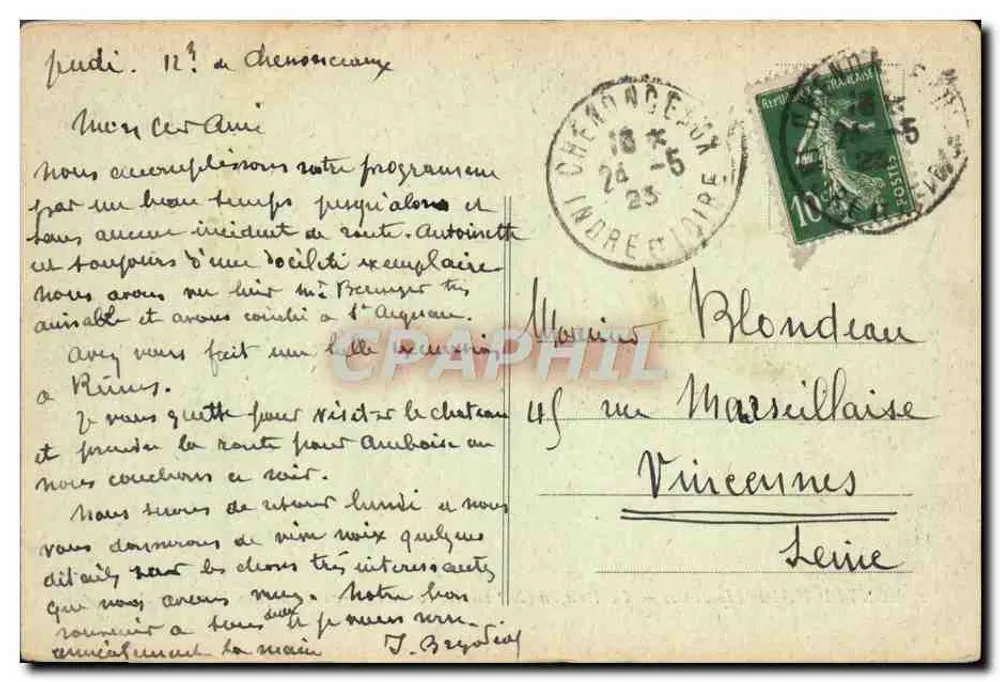 Montrichard (Loire-et-Choiseul) — O Donjon do século XI construído por Foulques Nerra — A. B. - Verso