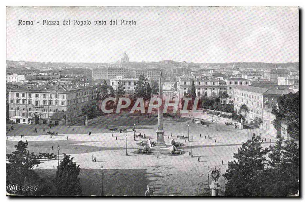 Rom - Piazza del Popolo vom Pincio aus gesehen - Vorderseite