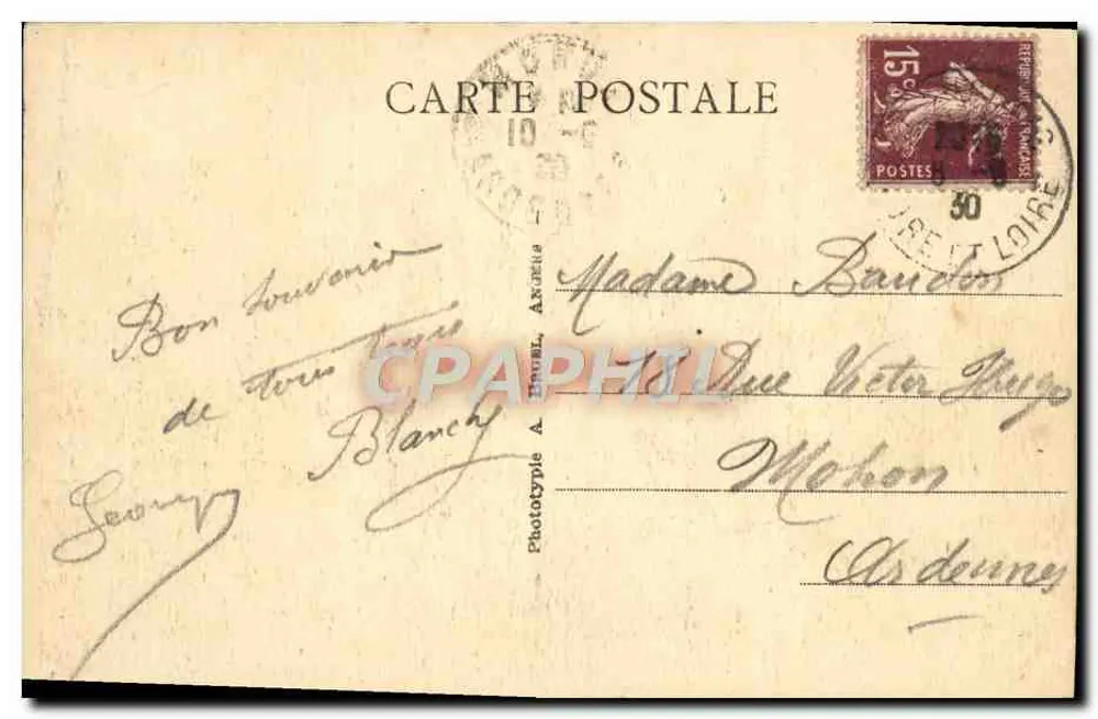 Langeais (Loire-et-Loire) — O Castelo (Monumento Histórico) — Cour Intérieure — Fototipia A. Blanchar, Langeais - Verso