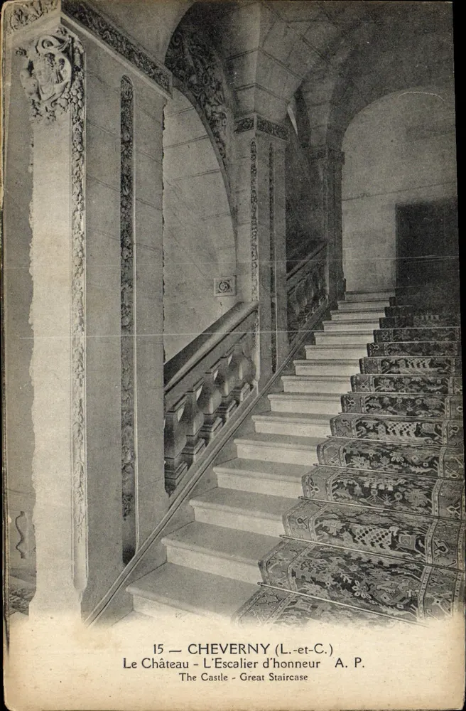 Cheverny (Loir-et-Cher) — O Castelo - A Escada de Honra — A. Papeghlin, Paris, n°15 - Frente