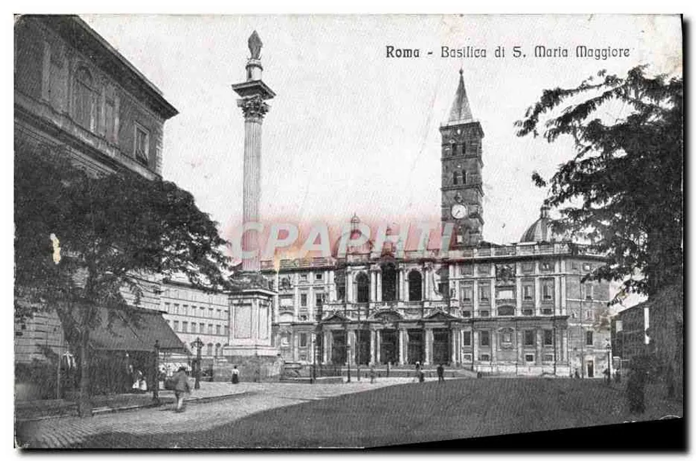 Roma - Basiliek van Sint Maria Maggiore — uitzicht met de kolom van Trajanus — onbekende uitgever - Voorkant