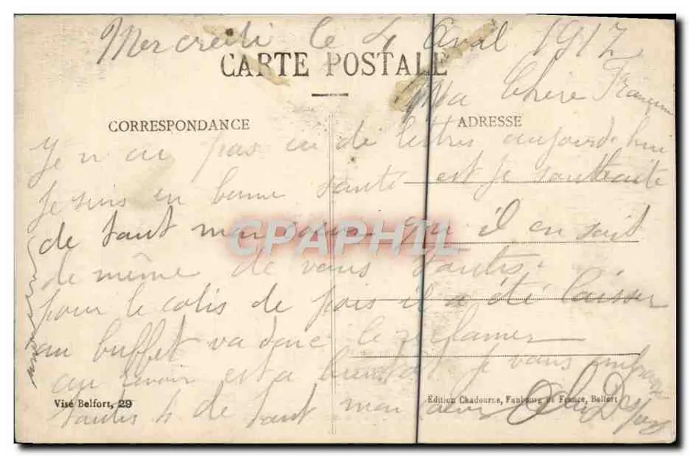 Belfort - O Leão, obra de Bartholdi, esculpido no granito do Castelo, 22m de comprimento, 11m de altura - Verso
