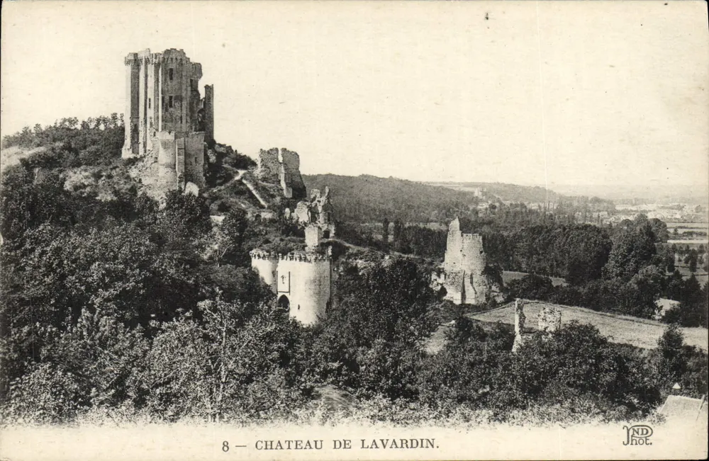 Castelo de Lavardin — ruínas sobre colina arborizada — JND Fot. - Frente