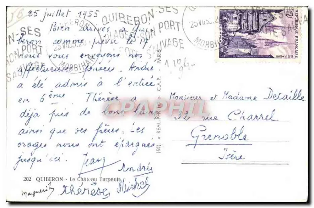 Quiberon - Le Château Turpault — éditeur C.A.P. n°202 - Verso