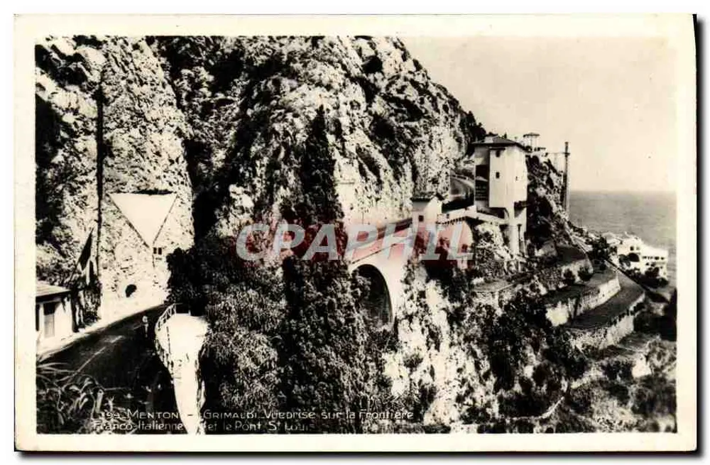 Menton — Grimaldi. Widok z granicy i mostu St Louis - Awers