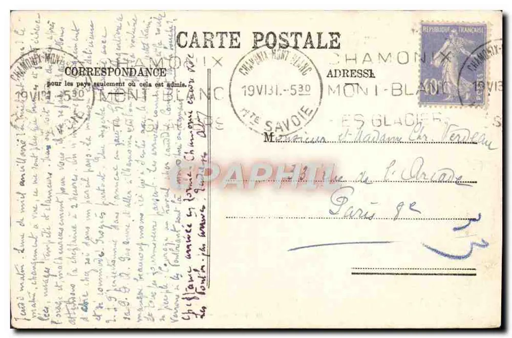 Os Grandes Charmoz — ChamoniX — Jullien frères, Fot. Editores, Genebra - Verso