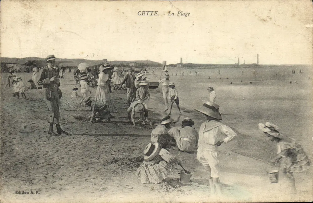 CETTE - La Plage — scène de plage animée — Édition A. F. - Frente