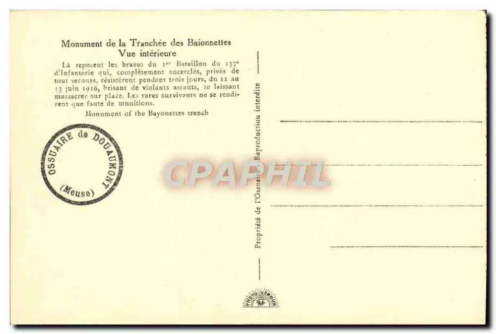 Schützengraben — Innensicht — Ossuaire de Douaumont - Rückseite