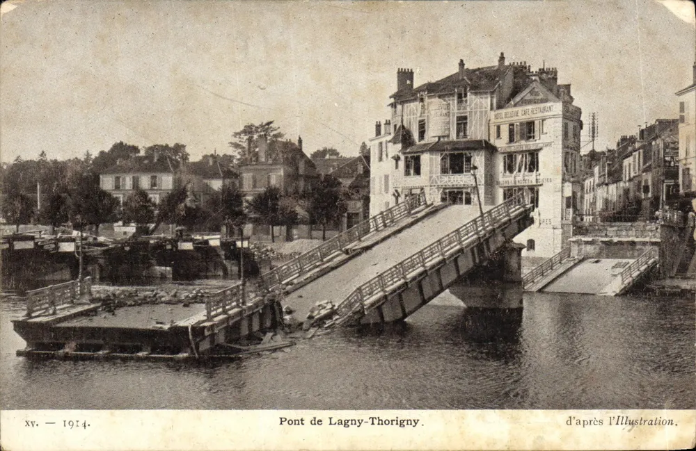 Ponte de Lagny-Thorigny — vista após 1914 — d'après l'Illustration - Frente