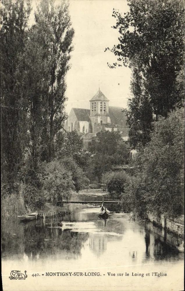 Montigny-sur-Loing — Blick auf den Loing und die Kirche — Serie 440 - Vorderseite
