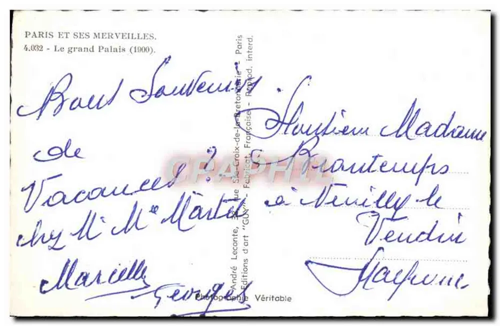 Le grand Palais — Paris — Éditeur Guy, n° 4.032 - Verso