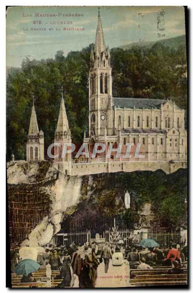 Lourdes - A Gruta e a Basílica — Editor: L. Lalouette, n° 919 - Frente
