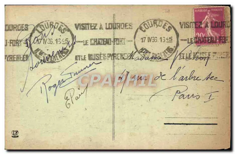 Lourdes - A Gruta e a Basílica — Editor: L. Lalouette, n° 919 - Verso