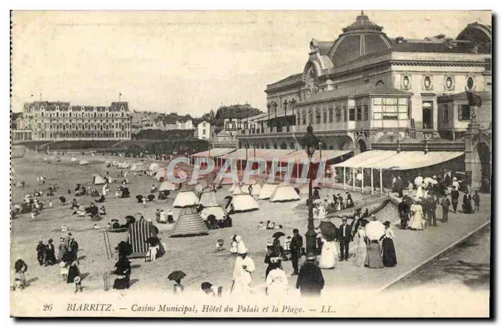 Blarritz — Gemeindekasino, Hotel du Palais und die Strand — LL. - Vorderseite