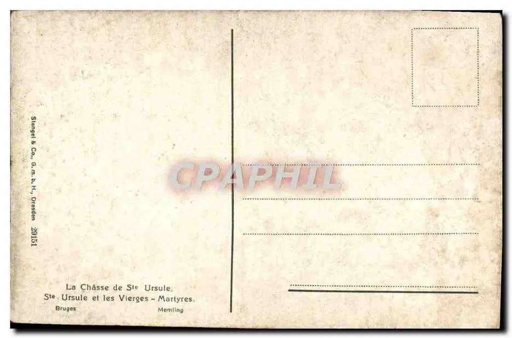 Die Reliquie der hl. Ursula — hl. Ursula und die Jungfrauen-Märtyrer — Stengel & Co., G.m.b.H., Dresden 20151 - Rückseite