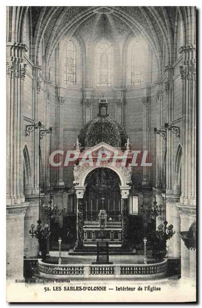 LES SABLES-D'OLONNE — Interior da Igreja — Edição das Nouvelles Galeries, n°51 - Frente