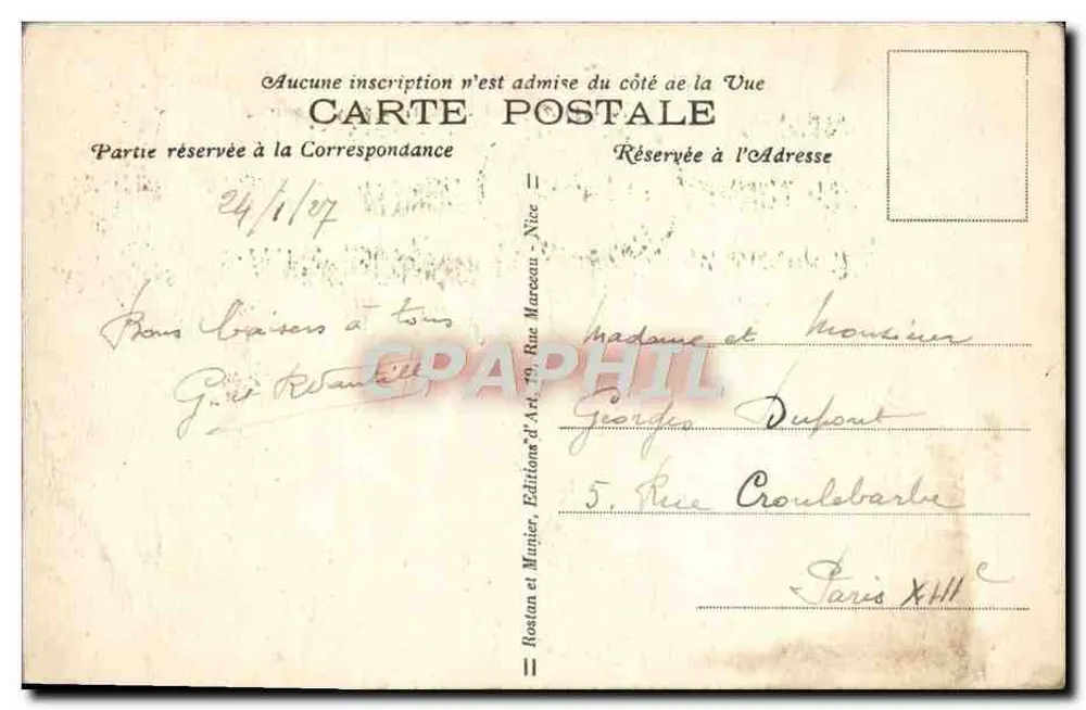 CANNES — Allgemeine Ansicht vom Mont Chevalier — Éditions Rostan et Minier, n° 1552 - Rückseite