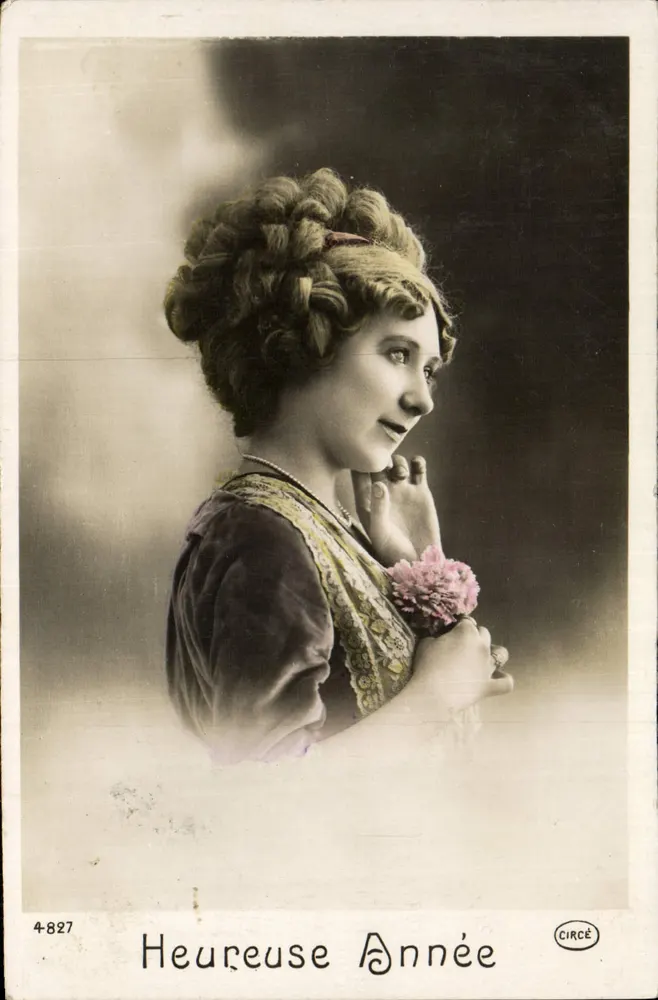 Junge Frau mit Blume — Frohes Neues Jahr — CIRCÉ, n° 4827 - Vorderseite