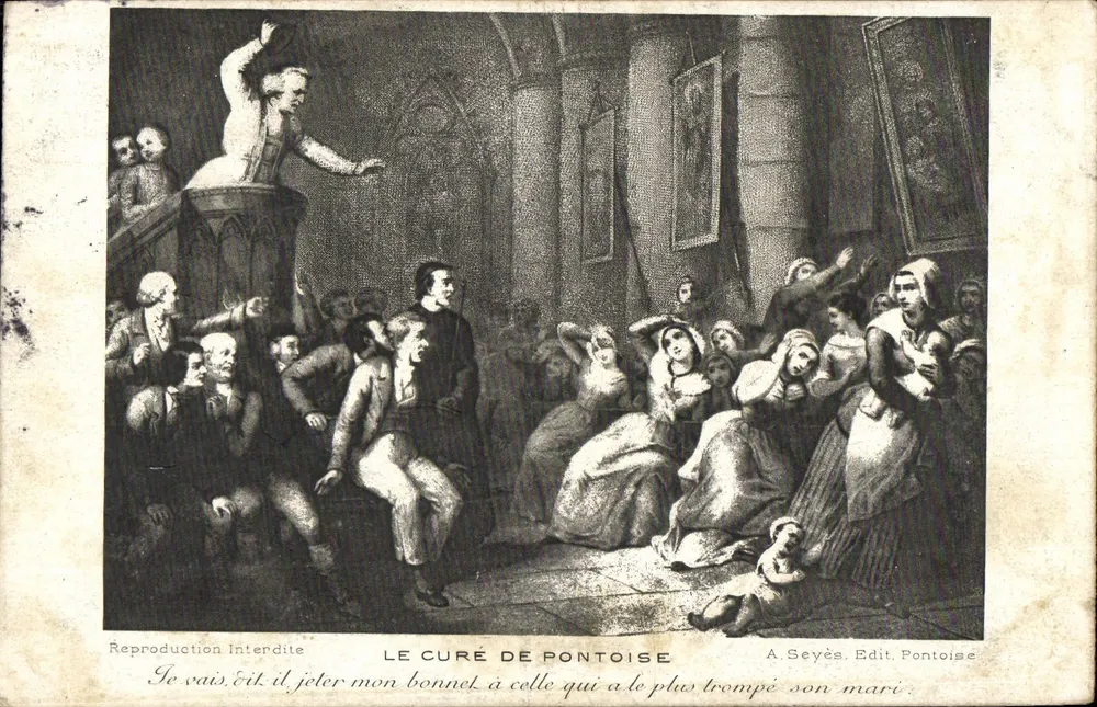 O Padre de Pontoise — Cena humorística em uma igreja — A. Seyès, Edit. Pontoise - Frente