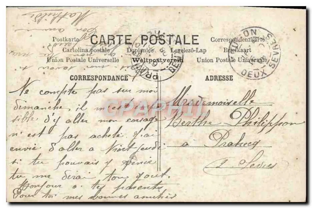 Frau in einem blumigen Kleid — Ich säe Gesundheit Glück Wohlstand — Verlag ARS, Paris, Nr. 39 - Rückseite