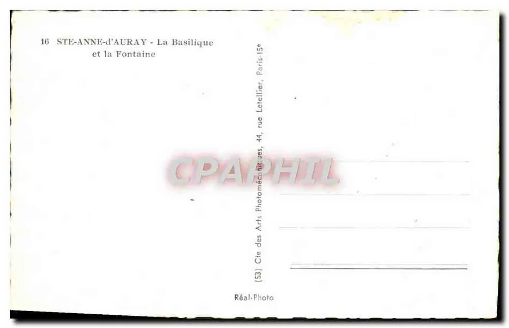 Ste-Anne-d'Auray — A Basílica e a Fonte — Cie des Arts, Paris - Verso