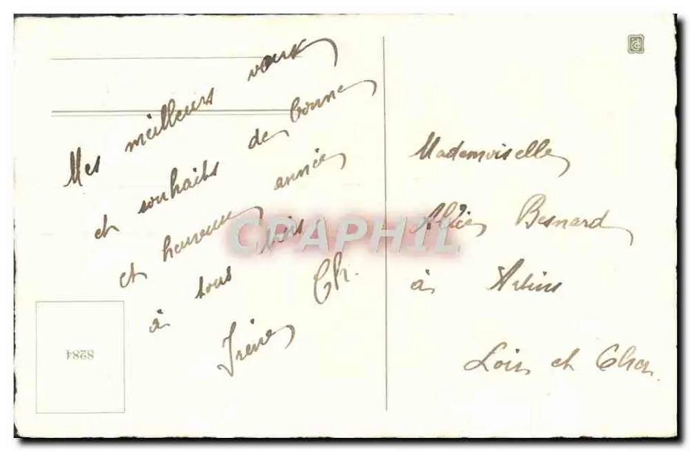 Buquê de rosas — Boa Ano — Impressor desconhecido, n° 8284 - Verso