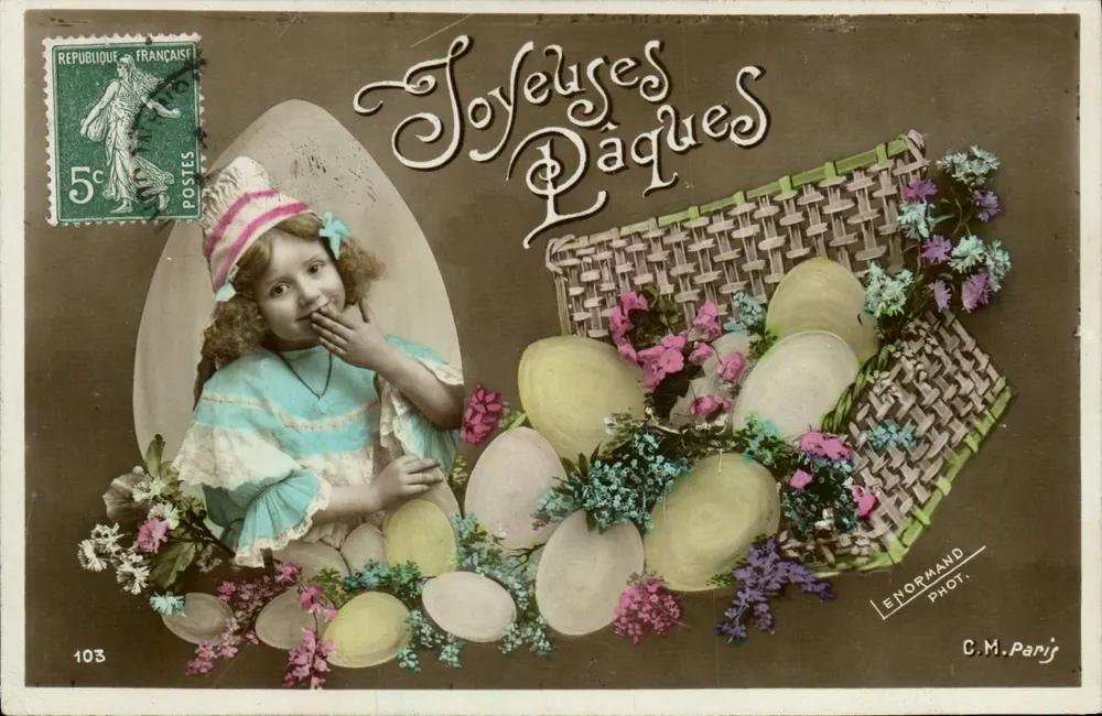 Menina em um cenário de Páscoa — Lenormand Fot. C.M. Paris — n°103 - Frente