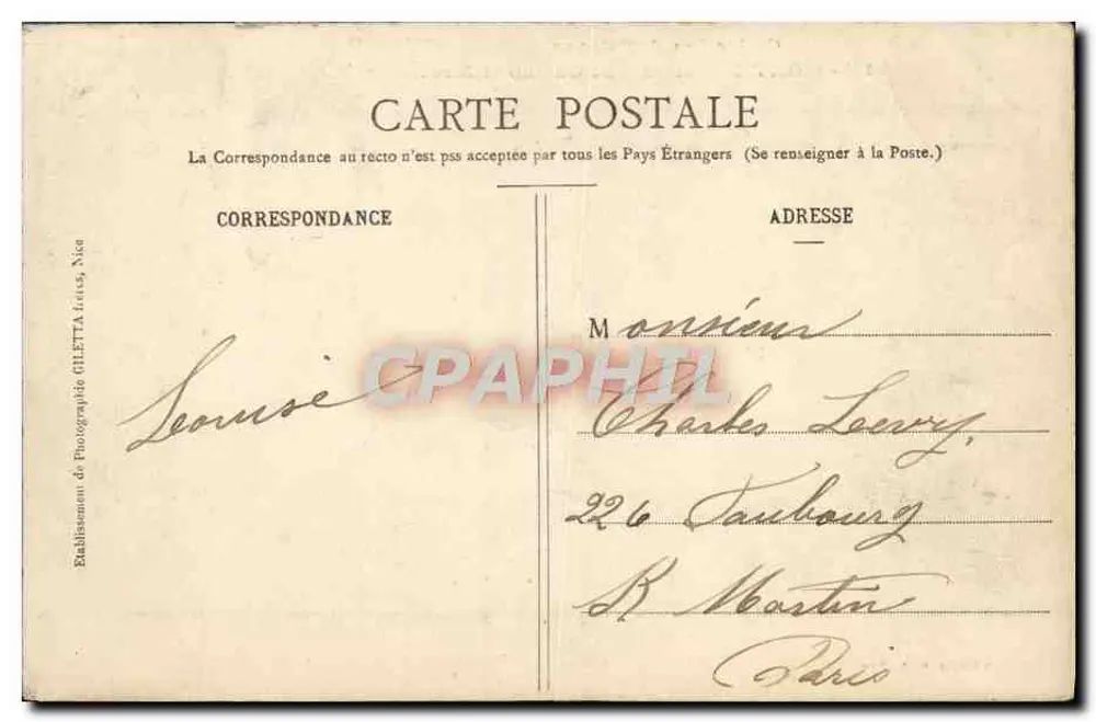Monte-Carlo — Das Casino und die Gärten — Giletta-Ausgabe, Foto von Nice, Nr. 712 - Rückseite