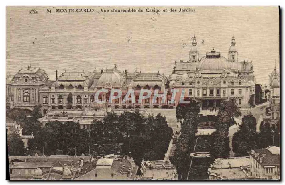 Monte-Carlo — Überblick über das Casino und die Gärten — unbekannter Verleger, Nr. 54 - Vorderseite