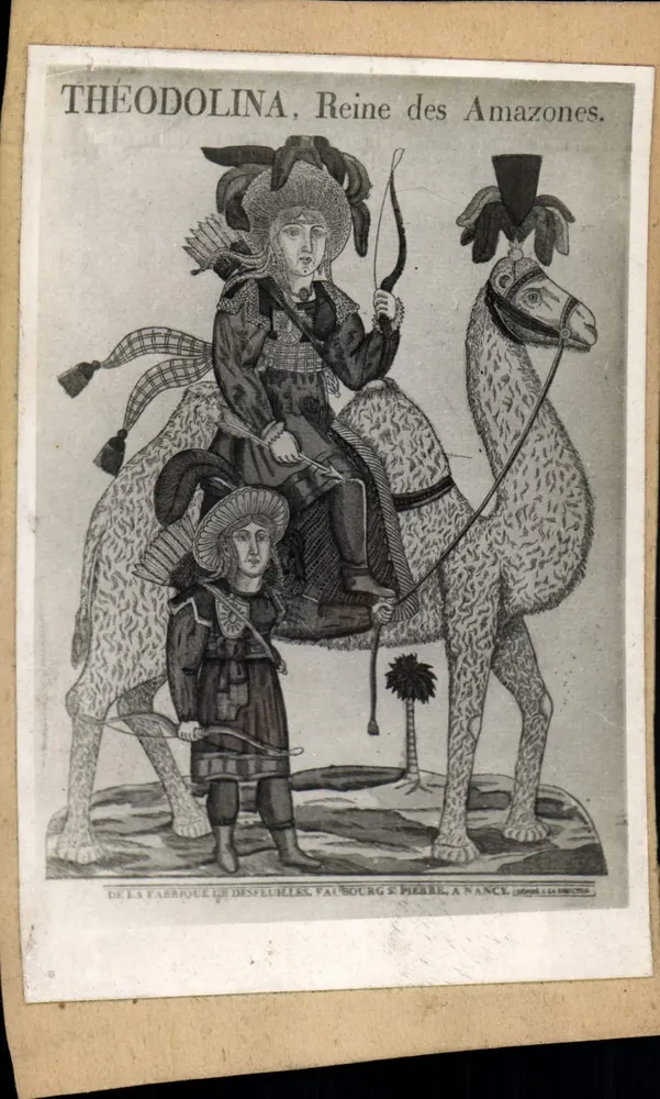 Théodolina, Königin der Amazonen — Gravur von der Fabrique de Desfrelilles, Faubourg Pierre, in Nancy - Vorderseite