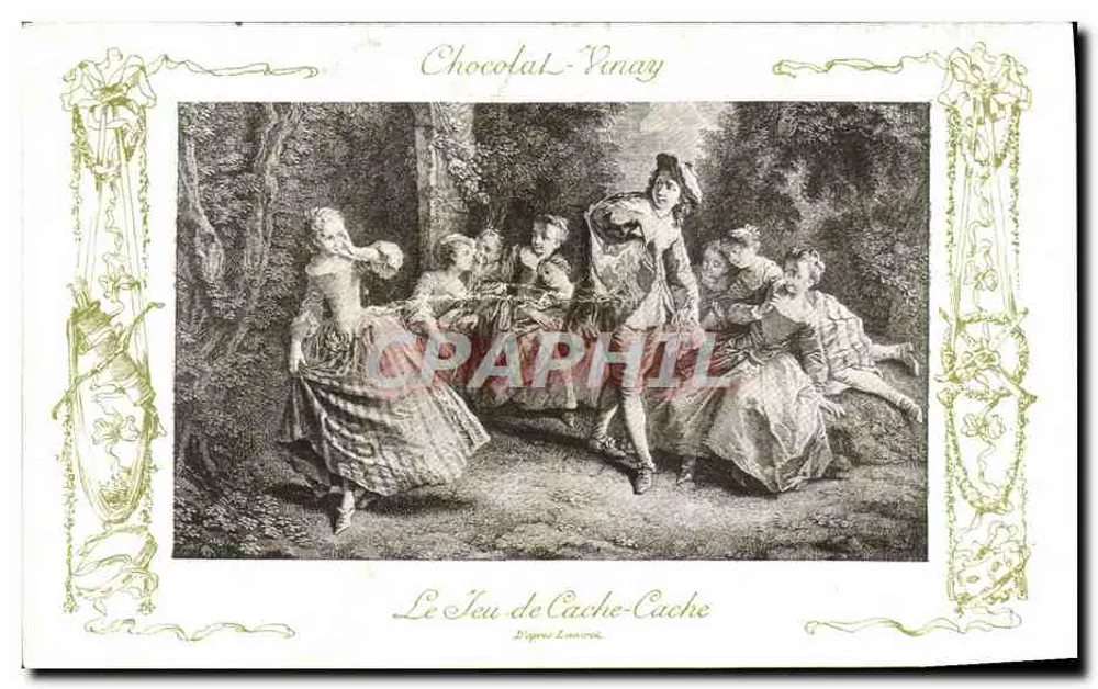 Le Jeu de Cache-Cache — D'après Lumsdell — Chocolat-Vinay, Série VII, N° 3 - Recto