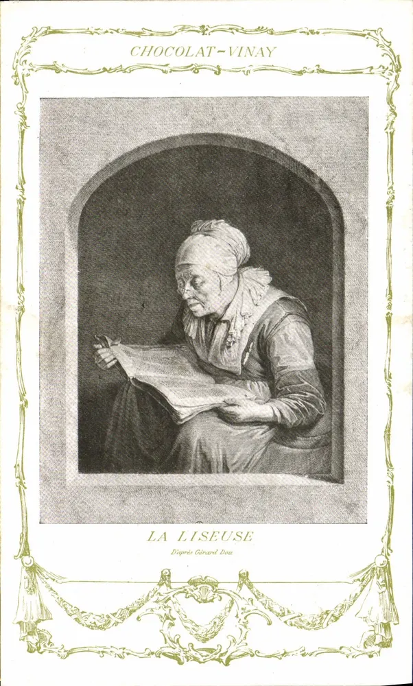 Die Leserin — Diapris Gérard Dou — Chocolat-Vinay, Serie VII, Nr. 11 - Vorderseite