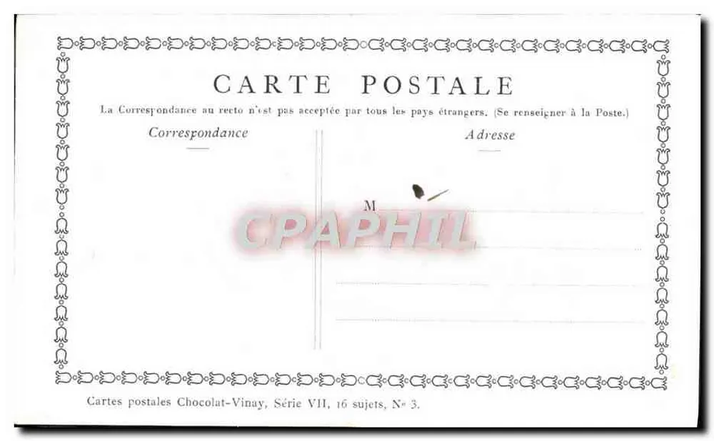 Le Jeu de Cache-Cache — Chocolat-Vinay, Série VII, N° 3 - Verso