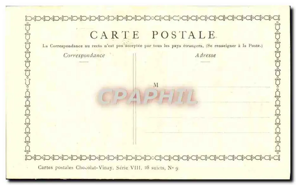 Marche Comique — Drapere Pater — Chocolat-Vinay, Série VIII, N° 9 - Verso