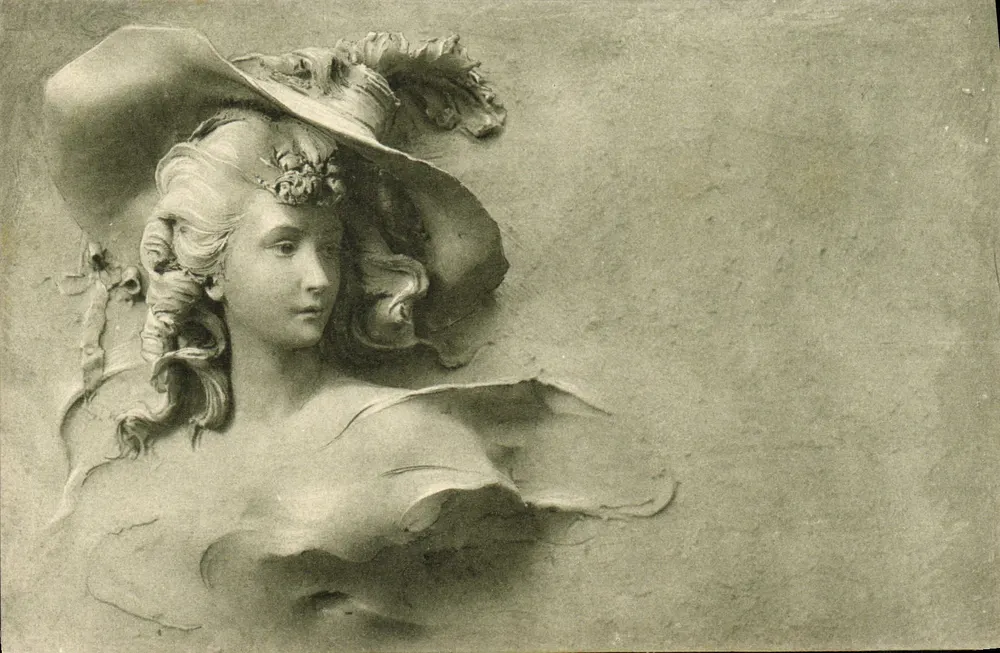 Frauenkopf — Relief-Statue — Verlag unbekannt - Vorderseite