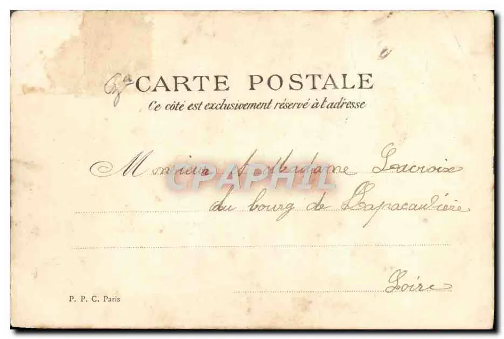 Menina com vestido bordado — editor P.P.C. Paris, número de série não visível - Verso