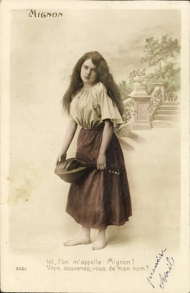 Junge Mädchen mit einer Mandoline — Mignon — Verlag Frénaud, Nr. 5092 - Vorderseite
