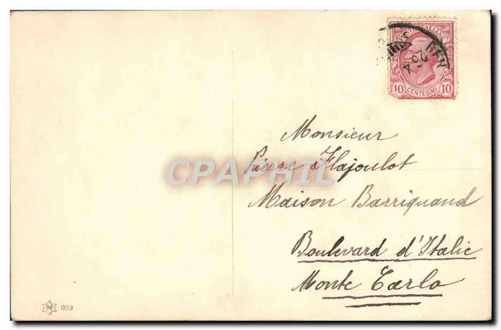 Junge Frau, die einen Hund hält — Drie. Nr. 1912 — Drie - Rückseite