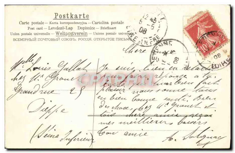 Junge Frau mit Hut aus Federn — Illustration — A.R.M.B. N° 834 - Rückseite