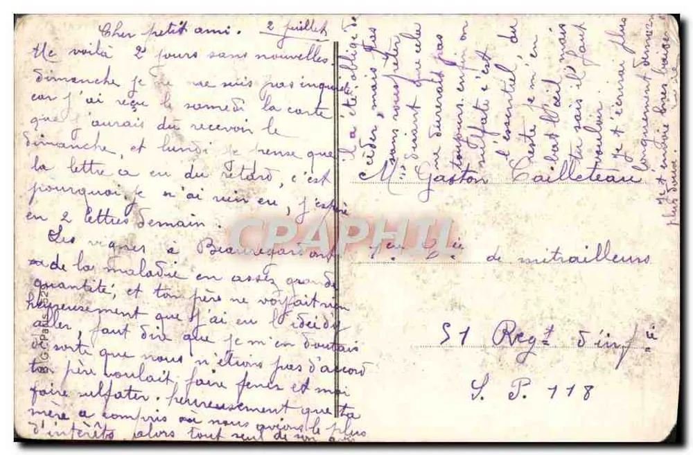 Frau, die auf einem Cocktailglas tanzt — signiertes Zeichnung von Jenny Shai — Nr. 71 Regt. 5 inf. 118 - Rückseite